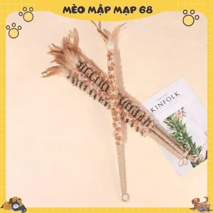 Alternative view of Đồ chơi cho mèo Lông vũ Duster trêu chọc Mèo Dính Dây gai dầu tự nhiên Cực gỗ có chuông Mèo Răng hàm Stick
