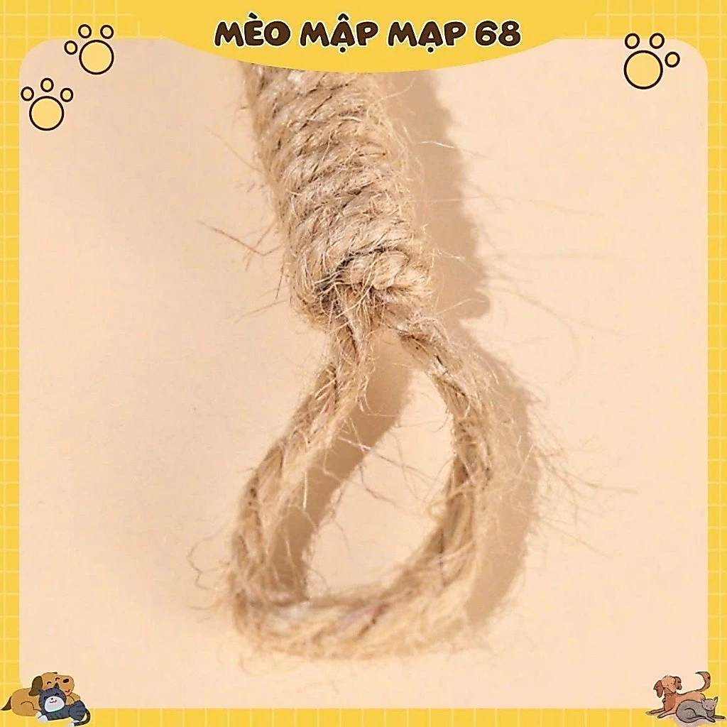 Đồ chơi cho mèo Lông vũ Duster trêu chọc Mèo Dính Dây gai dầu tự nhiên Cực gỗ có chuông Mèo Răng hàm Stick - Ảnh 3