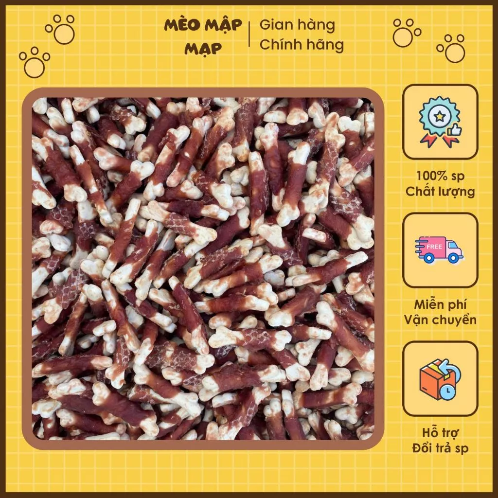 Đồ ăn nhẹ 50GRAM cho chó hương thịt vịt gói bánh quy xương nhỏ