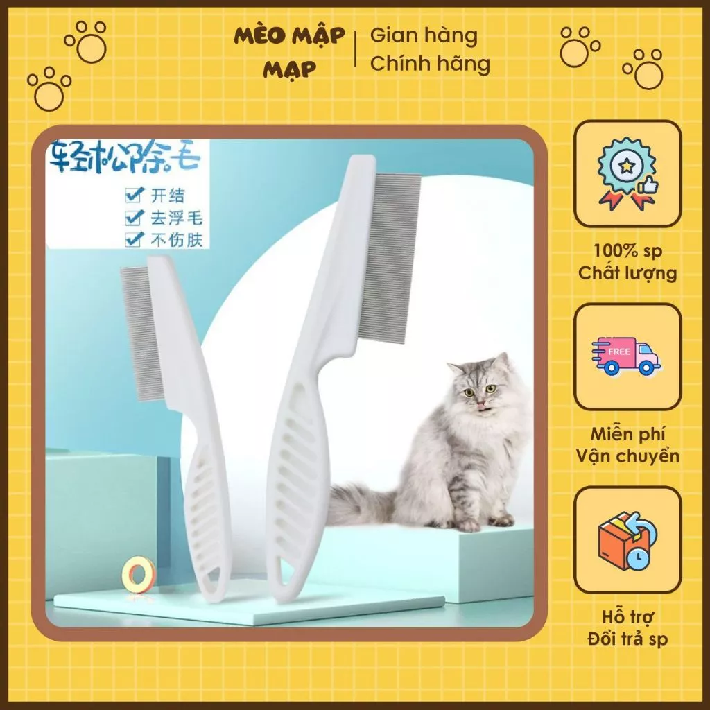Lược chải Ve Rận Cho Thú Cưng Chó Mèo (lược chải rận, lược kim loại răng khít)