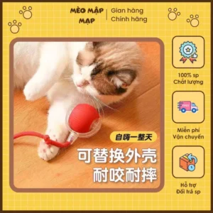 Banh Đồ Chơi Tự Động Chạy Cho Chó Mèo, Có Kèm Đuôi Chuột Tăng Thích Ứng, Giảm Stress