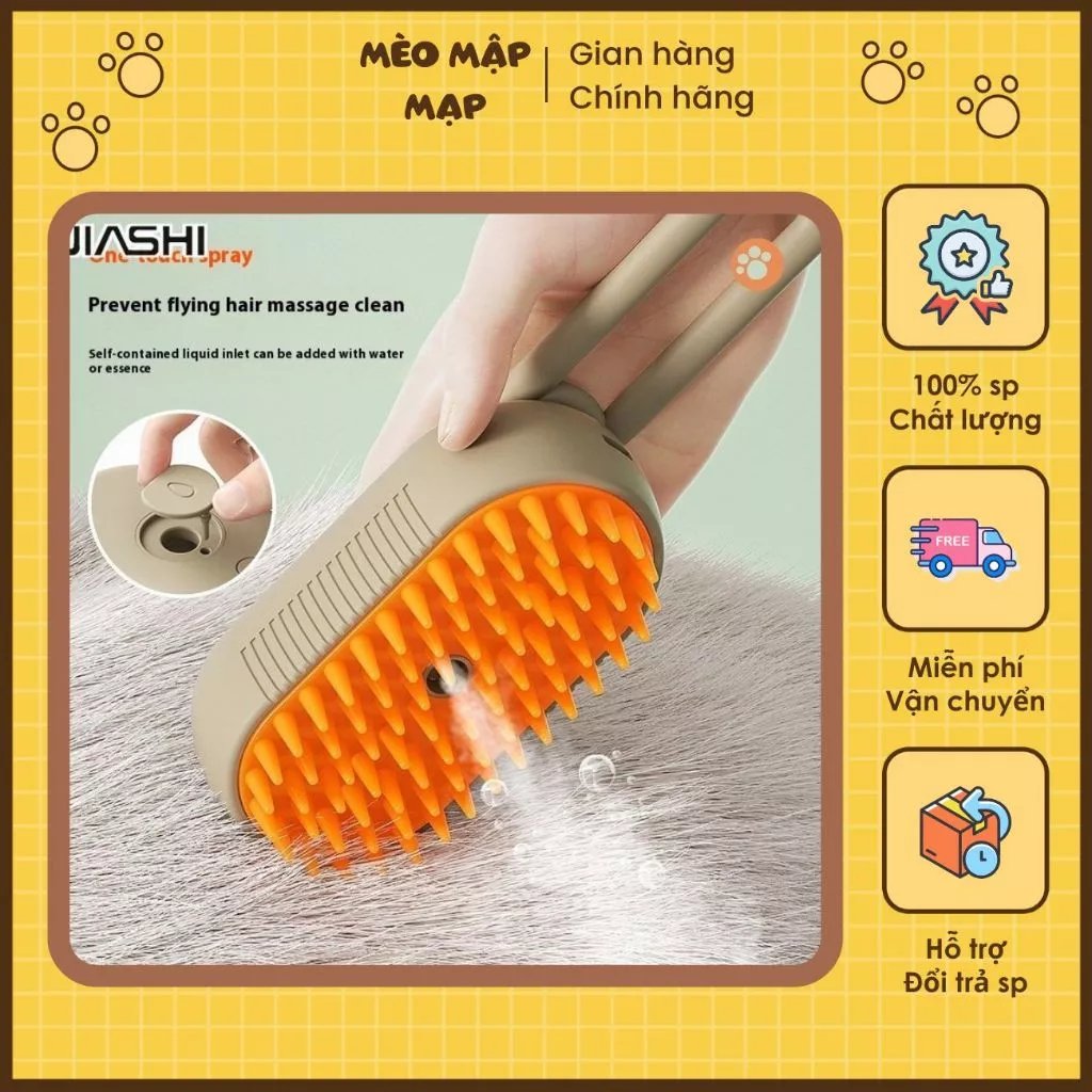 Bàn chải Massage hình xoài cho mèo và chó Sản phẩm làm sạch thú cưng