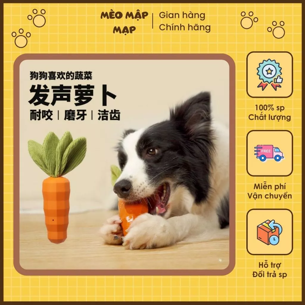 Đồ Chơi Gặm Cà Rốt Mùi Sữa Cao Cấp – Đồ Chơi Cho Chó Bằng Cao Su An Toàn, Mùi Hương Sữa Dê