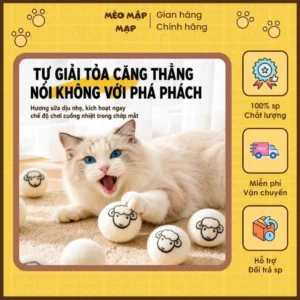 Bóng Len Lông Cừu Cho Mèo Hình Con Cừu Hương Sữa - Đồ Chơi Vờn Vồ Bắt Giảm Stress Mèo Mập Mạp