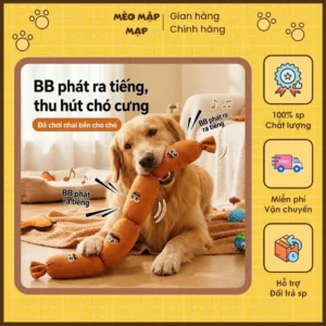 Đồ Chơi Xúc Xích Cho Chó Phát Tiếng Kêu BB - Thú Bông Nhai Gặm Giảm Stress Cho Cún Mèo Mập Mạp
