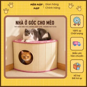 Nhà Ở Góc Tường Cho Mèo Tiết Kiệm Diện Tích - Ổ Ngủ Lắp Ráp Rộng Rãi Thoáng Khí Mèo Mập Mạp