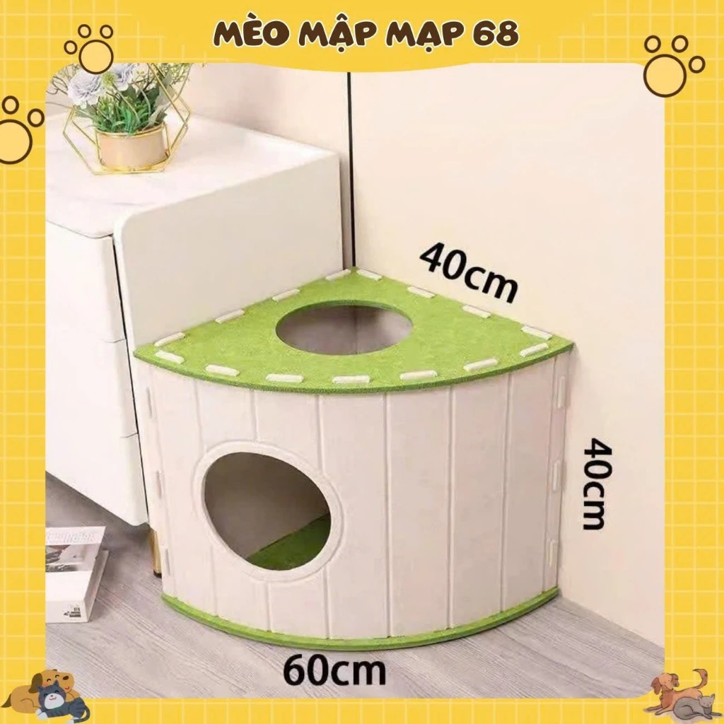 Nhà Ở Góc Tường Cho Mèo Tiết Kiệm Diện Tích - Ổ Ngủ Lắp Ráp Rộng Rãi Thoáng Khí Mèo Mập Mạp - Ảnh 5