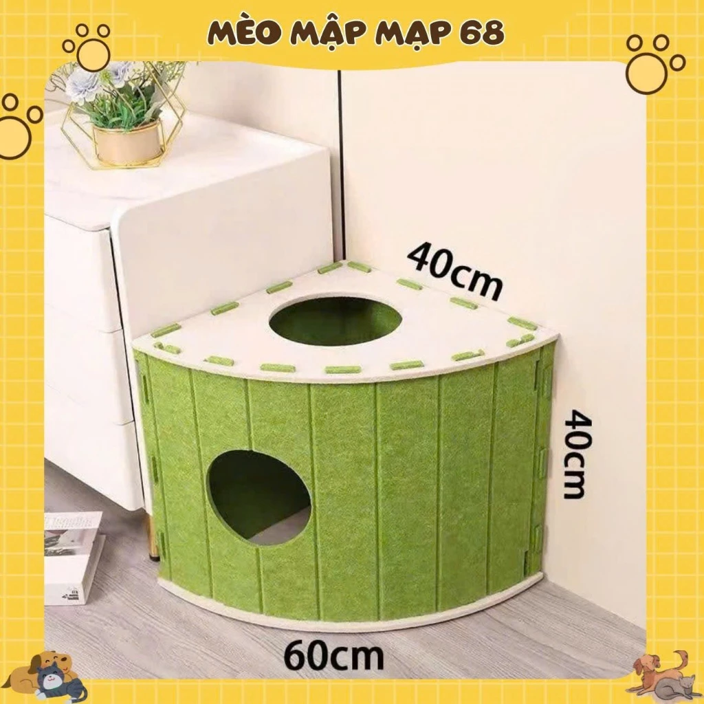 Nhà Ở Góc Tường Cho Mèo Tiết Kiệm Diện Tích - Ổ Ngủ Lắp Ráp Rộng Rãi Thoáng Khí Mèo Mập Mạp - Ảnh 6