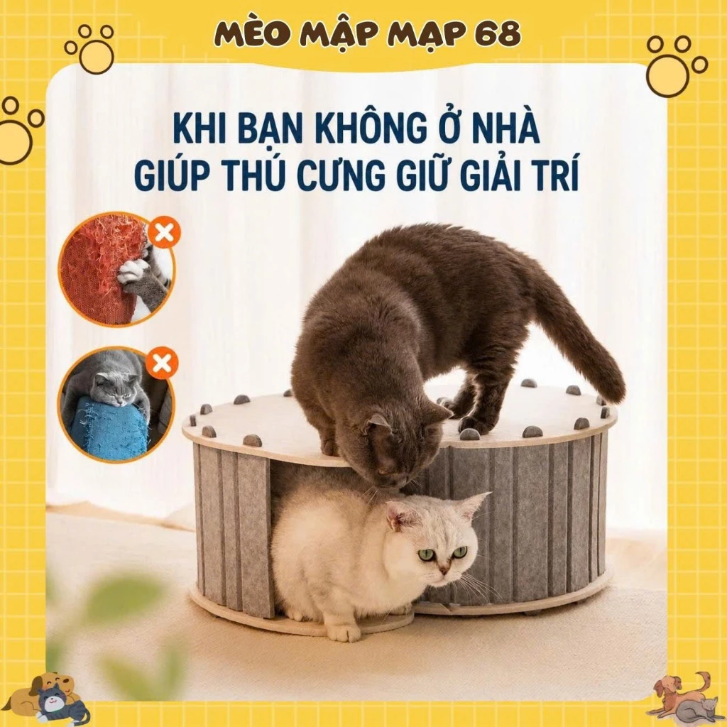 Đồ Chơi Đường Hầm Cho Mèo Hình Chữ S Bằng Dạ Nỉ Cao Cấp - Nhà Cây Ổ Nằm Cho Mèo Vừa Bò Trườn Vừa Nằm Nghỉ - Ảnh 3