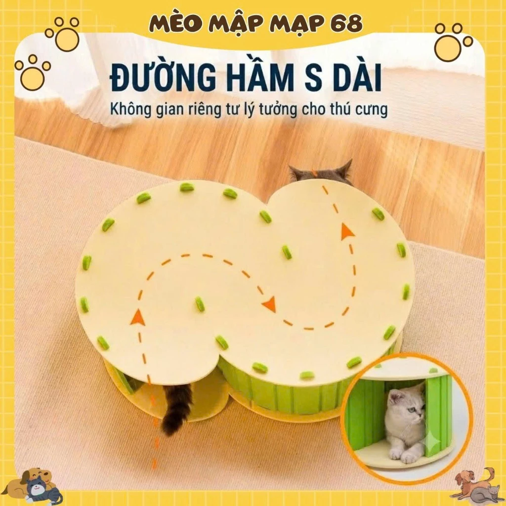 Đồ Chơi Đường Hầm Cho Mèo Hình Chữ S Bằng Dạ Nỉ Cao Cấp - Nhà Cây Ổ Nằm Cho Mèo Vừa Bò Trườn Vừa Nằm Nghỉ - Ảnh 4