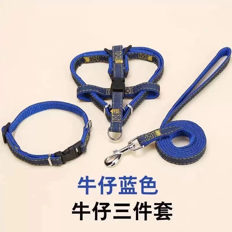 Dây Dắt Chó Mèo Thú Cưng Bộ Sản Phẩm Vòng Cổ Và Dây Dắt Yếm Đai Ngực Chắc Chắn, Chất Liệu Vải Bò - Ảnh 7