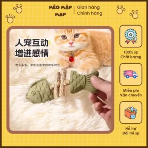 Cá Gỗ Catnip Kèm Bánh Cỏ Mèo Hương Thơm Thư Giãn Dành Cho Thú Cưng