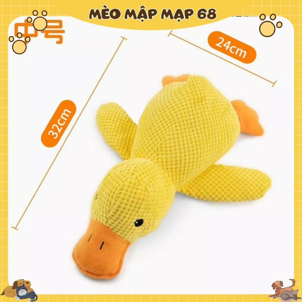 Đồ Chơi Cho Chó Mèo Hình Chú Vịt Vàng Vải Nhung Hạt - Thú Bông Phát Tiếng Kêu Giảm Stress, Làm Sạch Răng Cho Thú Cưng - Ảnh 7