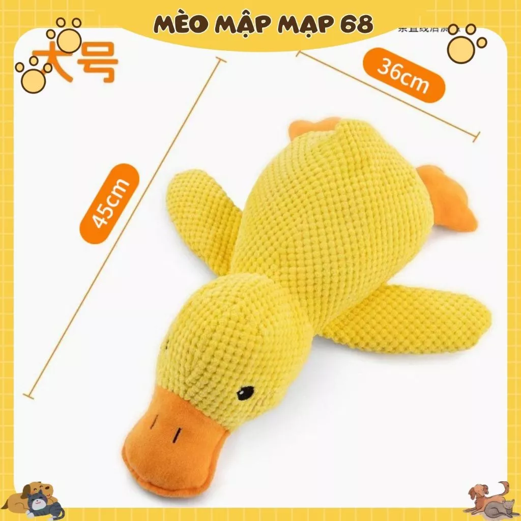 Đồ Chơi Cho Chó Mèo Hình Chú Vịt Vàng Vải Nhung Hạt - Thú Bông Phát Tiếng Kêu Giảm Stress, Làm Sạch Răng Cho Thú Cưng - Ảnh 8
