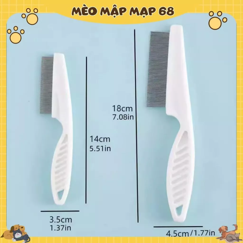 Lược chải Ve Rận Cho Thú Cưng Chó Mèo (lược chải rận, lược kim loại răng khít) - Ảnh 5