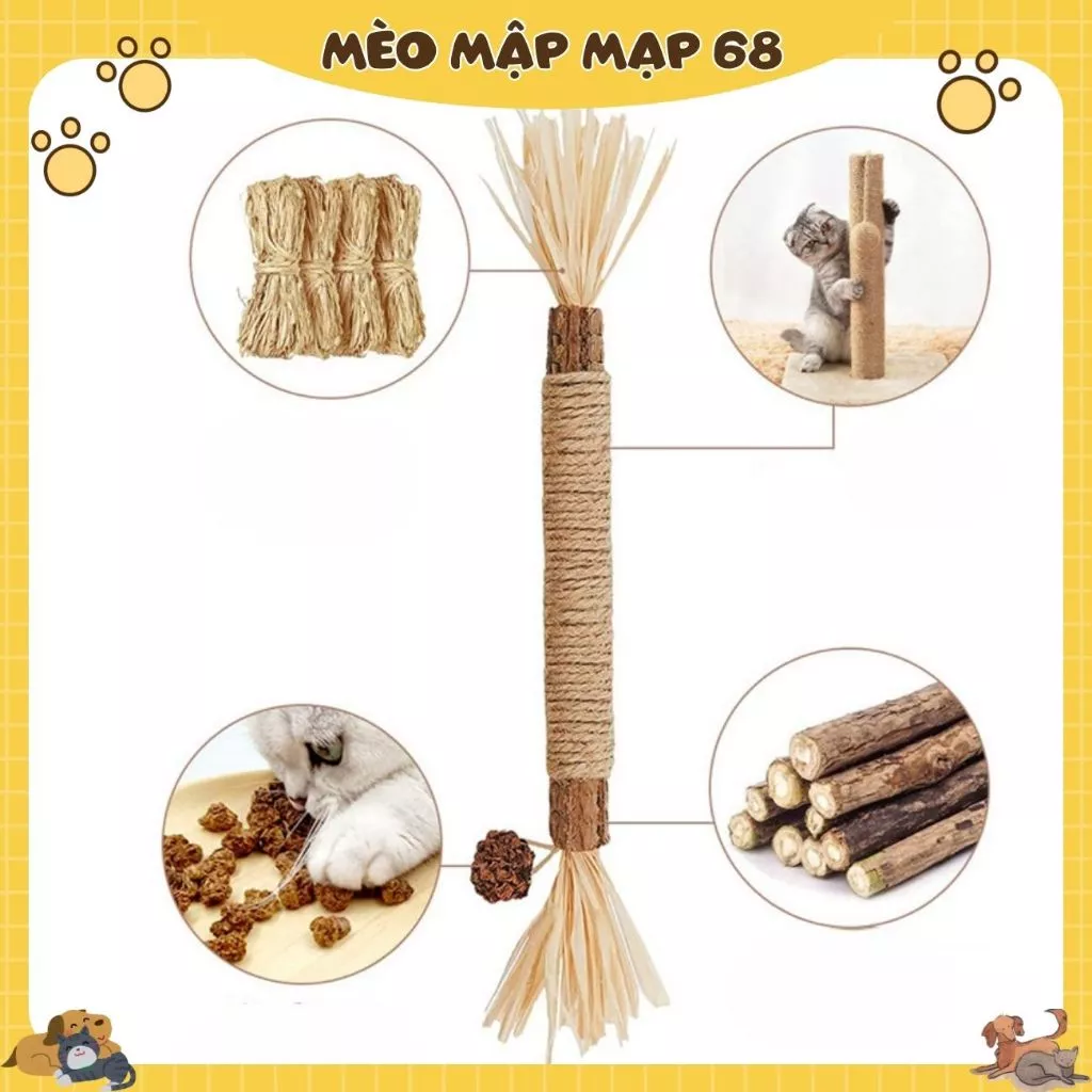 Đồ chơi cho mèo, thanh gỗ thảo mộc giúp mèo thư gián, làm sạch răng miệng - Ảnh 4