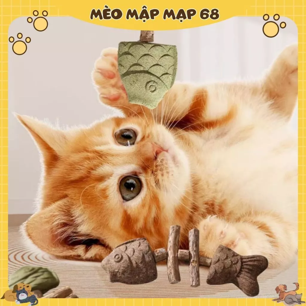 Cá Gỗ Catnip Kèm Bánh Cỏ Mèo Hương Thơm Thư Giãn Dành Cho Thú Cưng - Ảnh 3