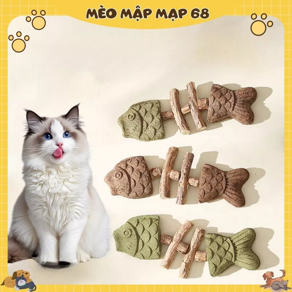 Cá Gỗ Catnip Kèm Bánh Cỏ Mèo Hương Thơm Thư Giãn Dành Cho Thú Cưng - Ảnh 2