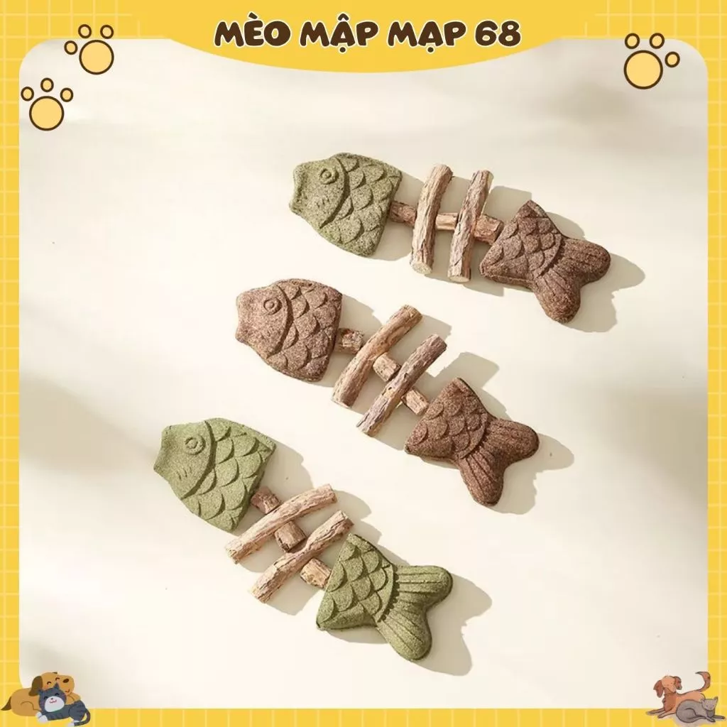 Cá Gỗ Catnip Kèm Bánh Cỏ Mèo Hương Thơm Thư Giãn Dành Cho Thú Cưng - Ảnh 4