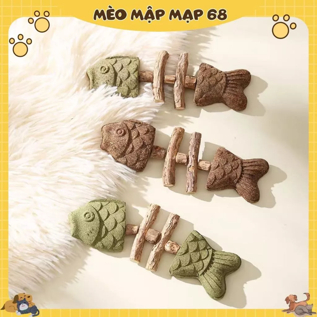 Cá Gỗ Catnip Kèm Bánh Cỏ Mèo Hương Thơm Thư Giãn Dành Cho Thú Cưng - Ảnh 5