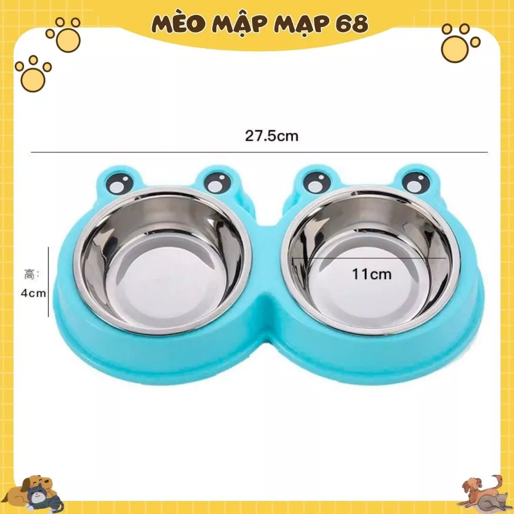 Bát Ăn Đôi Cho Thú Cưng – Chất Liệu Nhựa + Inox Không Gỉ, Thiết Kế Dễ Thương, 2 Ngăn Tiện Dụng 🐾 gọn xíu - Ảnh 5