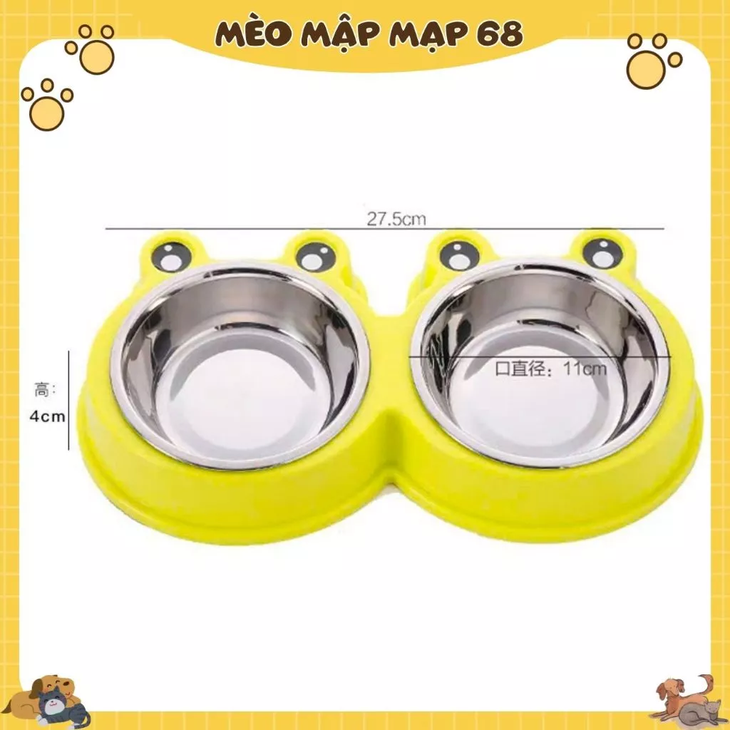 Bát Ăn Đôi Cho Thú Cưng – Chất Liệu Nhựa + Inox Không Gỉ, Thiết Kế Dễ Thương, 2 Ngăn Tiện Dụng 🐾 gọn xíu - Ảnh 6