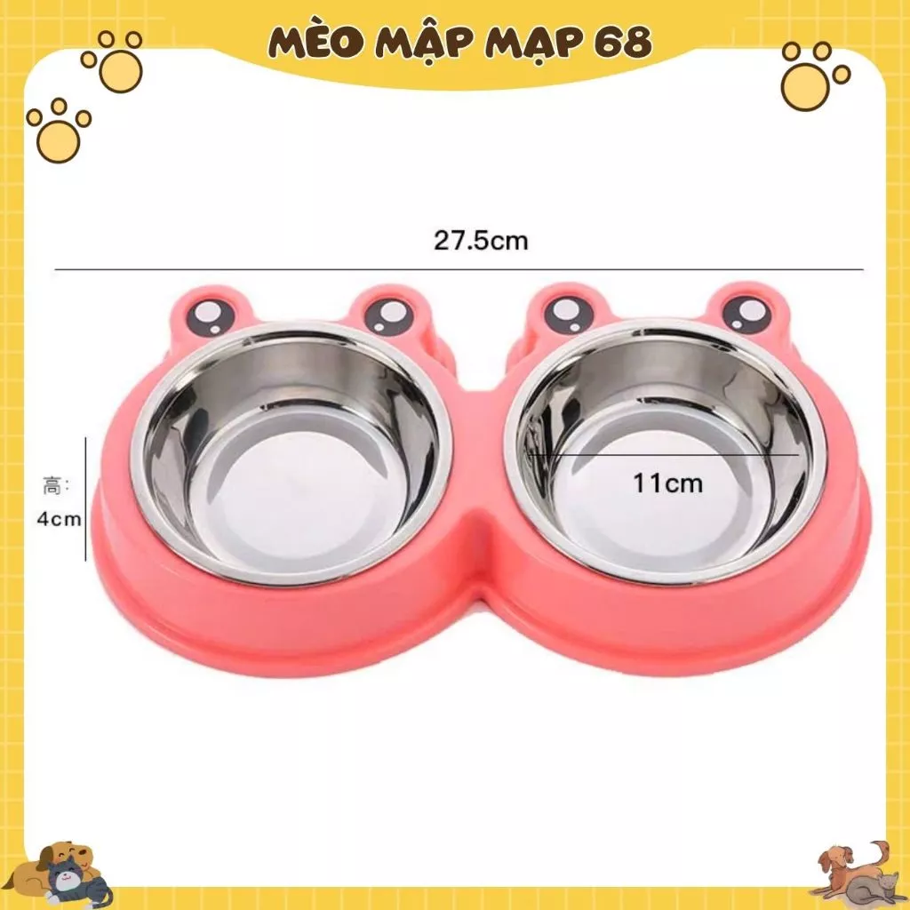 Bát Ăn Đôi Cho Thú Cưng – Chất Liệu Nhựa + Inox Không Gỉ, Thiết Kế Dễ Thương, 2 Ngăn Tiện Dụng 🐾 gọn xíu - Ảnh 7