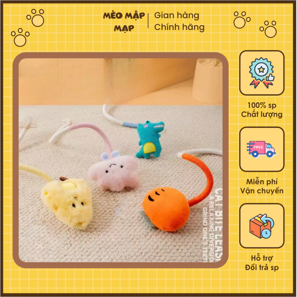 Đồ chơi dây thừng thú cưng chống ngứa răng cho chó mèo dây thừng đồ chơi cho mèo vờn con mồi có kèm cỏ mèo
