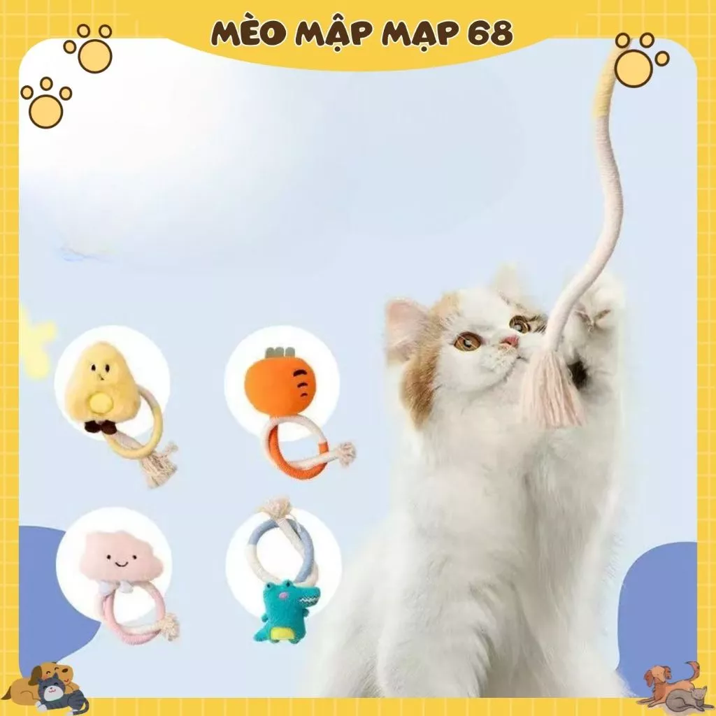 Đồ chơi dây thừng thú cưng chống ngứa răng cho chó mèo dây thừng đồ chơi cho mèo vờn con mồi có kèm cỏ mèo - Ảnh 3