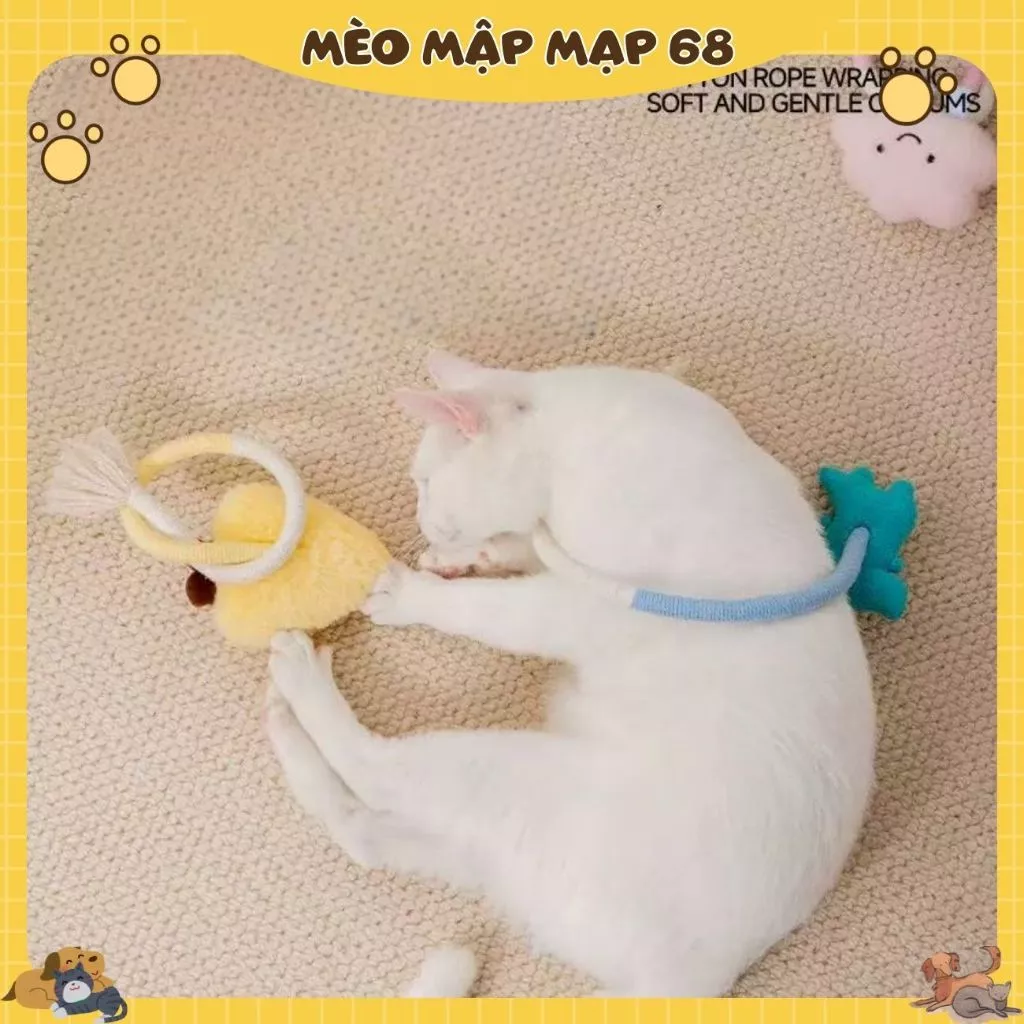Đồ chơi dây thừng thú cưng chống ngứa răng cho chó mèo dây thừng đồ chơi cho mèo vờn con mồi có kèm cỏ mèo - Ảnh 2