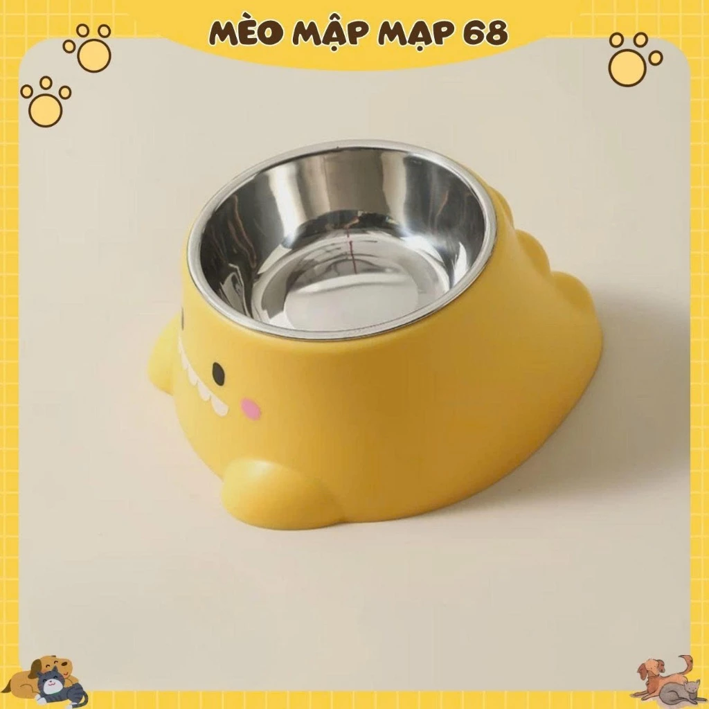 Bát inox khủng long bát đựng thức ăn cho chó mèo thú cưng - Ảnh 5