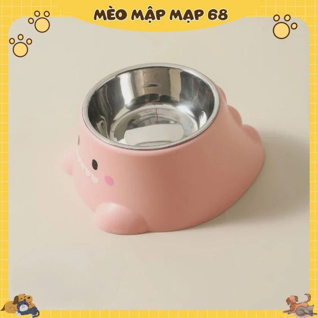 Bát inox khủng long bát đựng thức ăn cho chó mèo thú cưng - Ảnh 6
