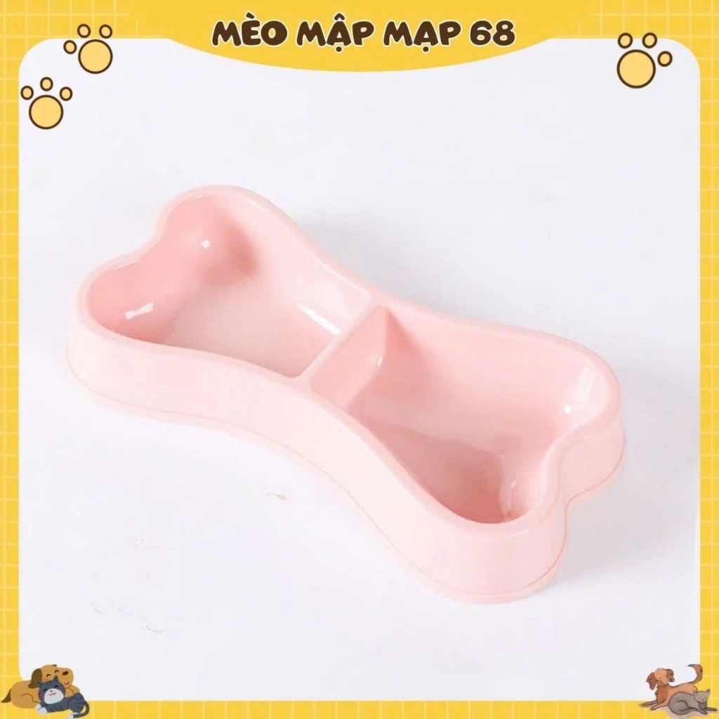 Bát ăn nhựa đôi hình xương cho chó mèo - Chén ăn hình xương cho thú cưng - Ảnh 5