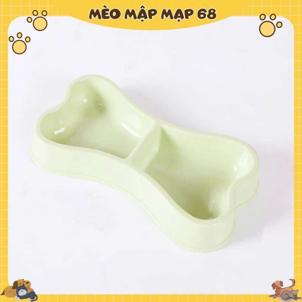 Bát ăn nhựa đôi hình xương cho chó mèo - Chén ăn hình xương cho thú cưng - Ảnh 6