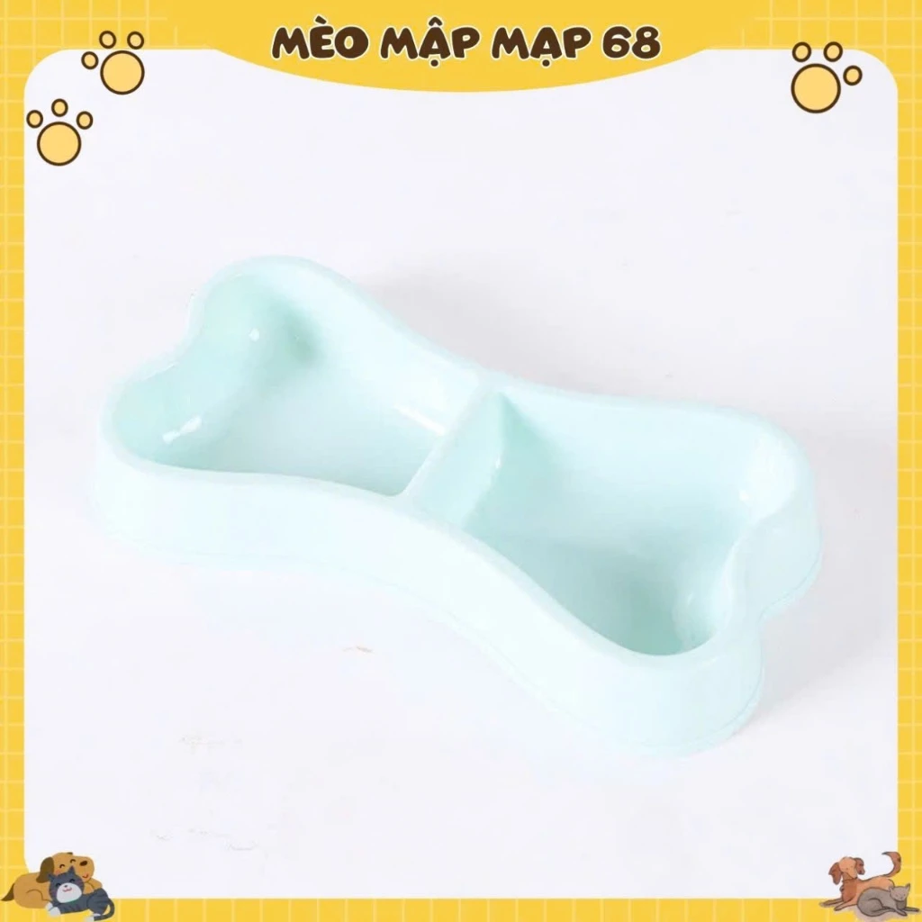 Bát ăn nhựa đôi hình xương cho chó mèo - Chén ăn hình xương cho thú cưng - Ảnh 7