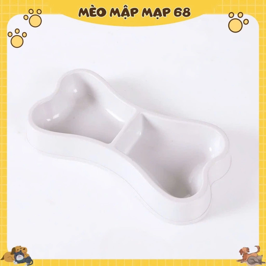 Bát ăn nhựa đôi hình xương cho chó mèo - Chén ăn hình xương cho thú cưng - Ảnh 8