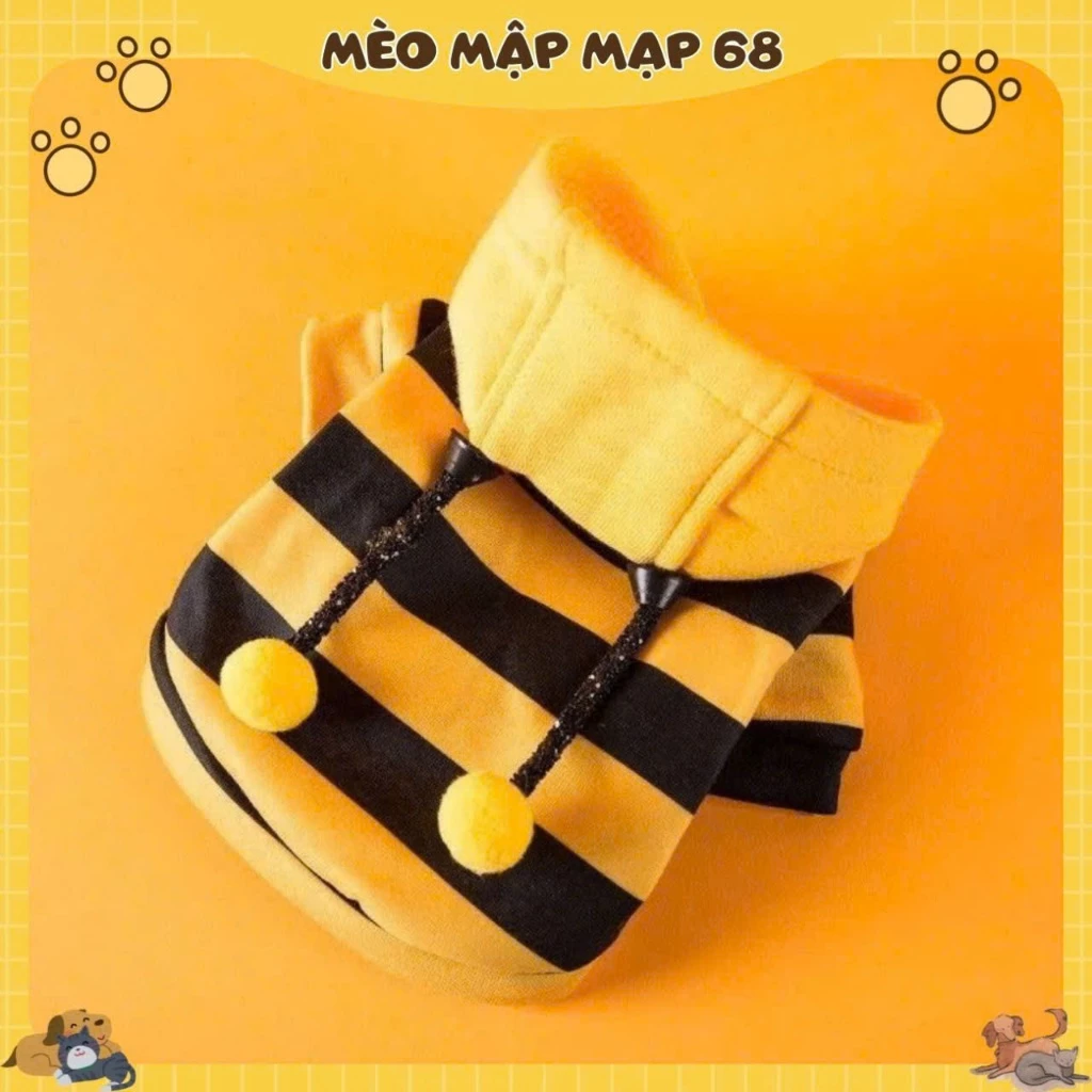 Áo Hóa Trang Ong Cho Mèo – Áo Ong Vàng Có Mũ, Trang Phục Cosplay Thú Cưng - Ảnh 4
