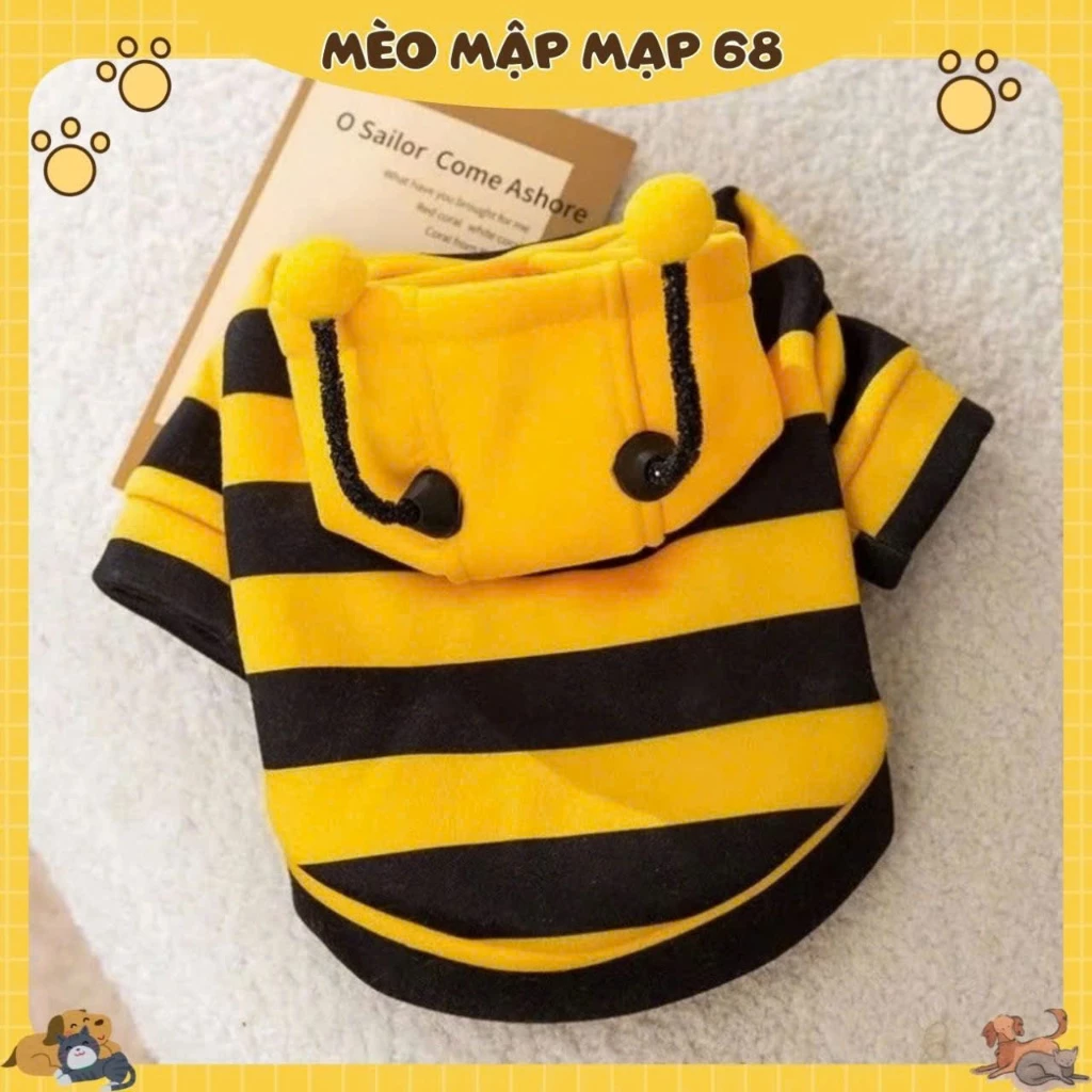 Áo Hóa Trang Ong Cho Mèo – Áo Ong Vàng Có Mũ, Trang Phục Cosplay Thú Cưng - Ảnh 3