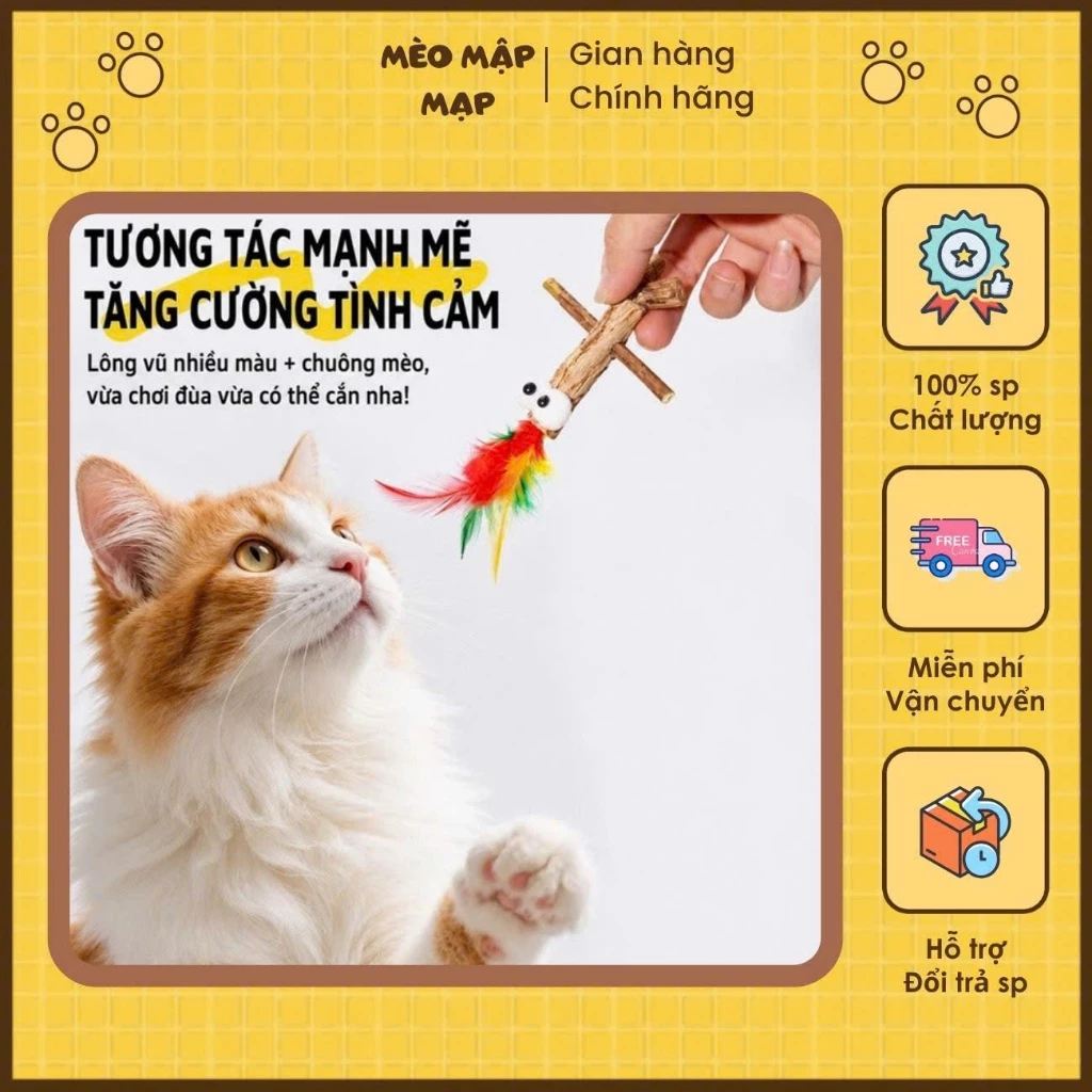 Đồ Chơi Gỗ Mộc Gai Matatabi Cho Mèo Mài Răng Giảm Stress - Cây Cắn Gặm Lông Vũ Mèo Mập Mạp 68