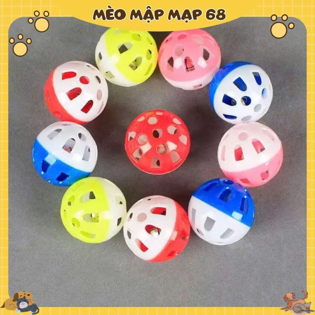 Đồ Chơi Bóng Chuông Nhựa Nhiều Màu Cho Mèo - Bóng Lăn Kích Thích Vận Động Mèo Mập Mạp - Ảnh 3