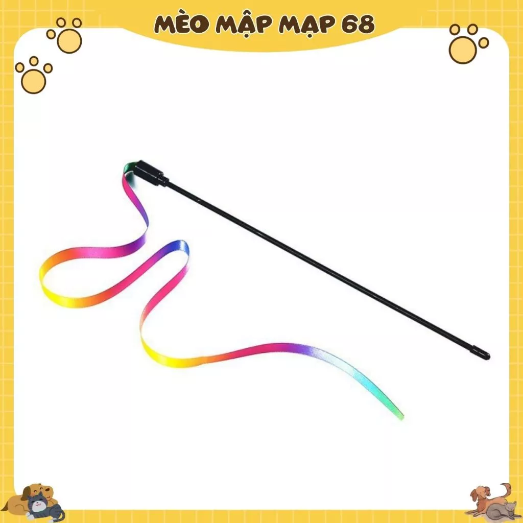 Trêu chọc Mèo Dính Hai Mặt Cầu Vồng Ruy Băng Chống Cắn Cầu Vồng Ruy Băng Đen Thanh Mèo Đồ Chơi - Ảnh 3