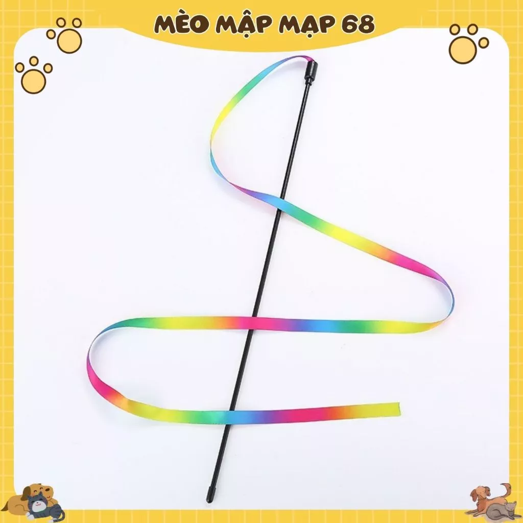 Trêu chọc Mèo Dính Hai Mặt Cầu Vồng Ruy Băng Chống Cắn Cầu Vồng Ruy Băng Đen Thanh Mèo Đồ Chơi - Ảnh 4