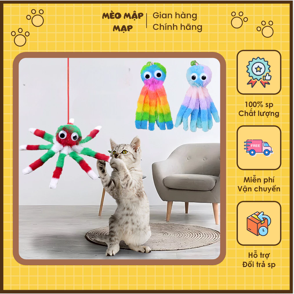 Đồ Chơi Bạch Tuộc Len Cho Mèo – Tăng Tương Tác & Giải Trí Hiệu Quả 🐾