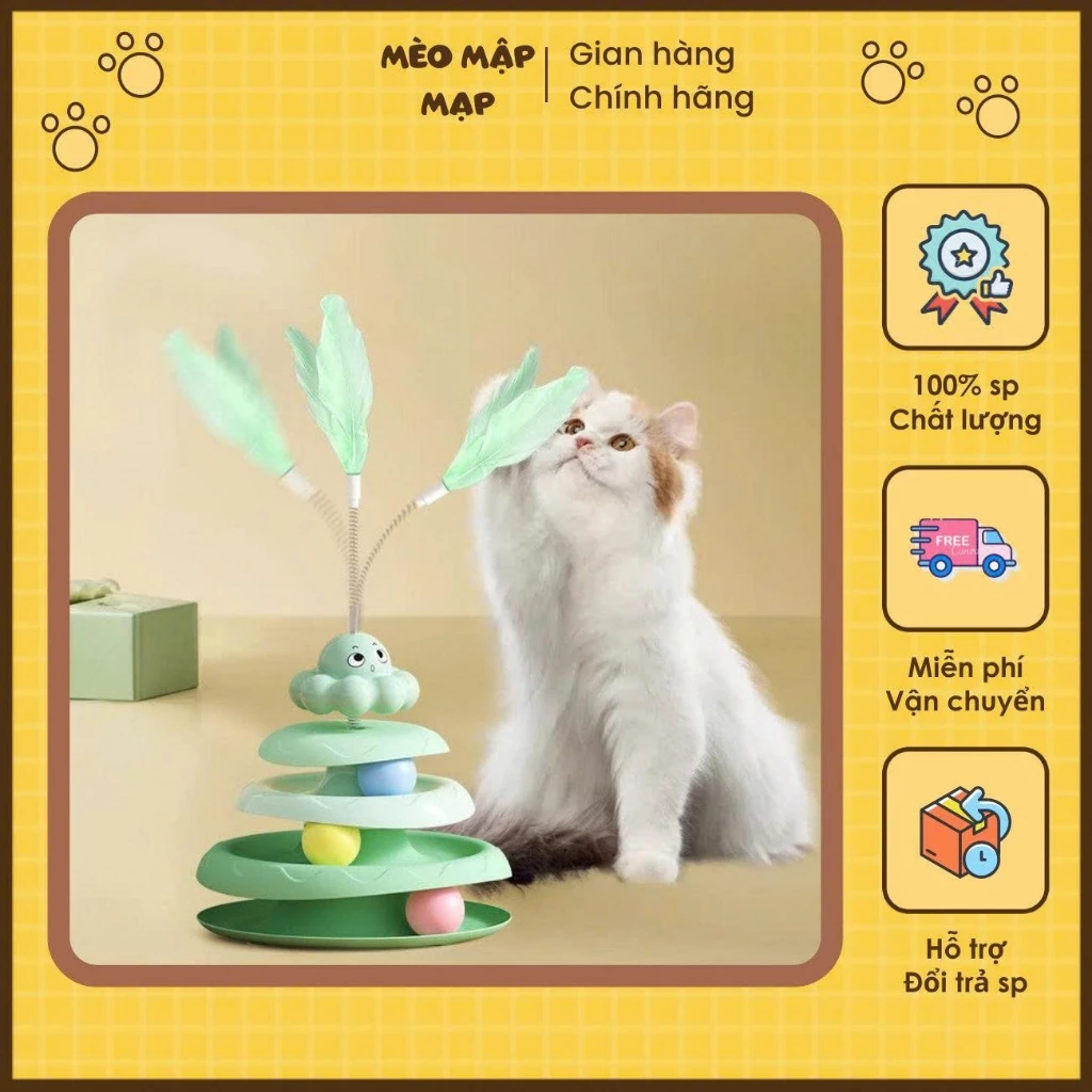 Tháp banh 3 tầng đồ chơi cho mèo đồ chơi vận động cho mèo