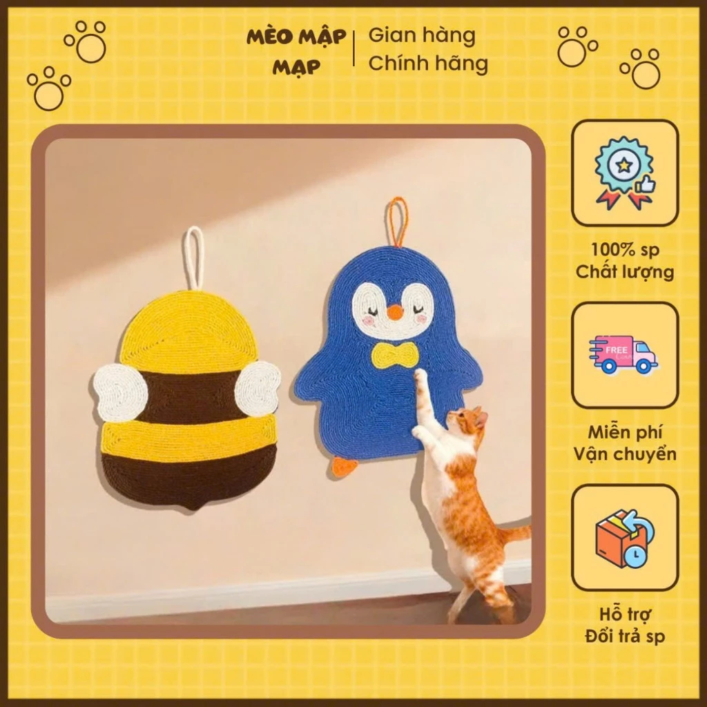 Bàn cào móng treo tường cho mèo dễ thương